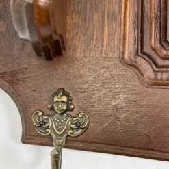 Ąžuolinė sieninė kabykla su penkiais žalvario kabliukais 22x98x33 cm