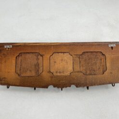 Ąžuolinė sieninė kabykla su penkiais žalvario kabliukais 22x98x33 cm