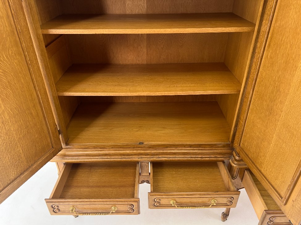 DM0010-komodos-7 Ilga ąžuolinė penkių durų ir penkių stalčių komoda 58x253x158 cm