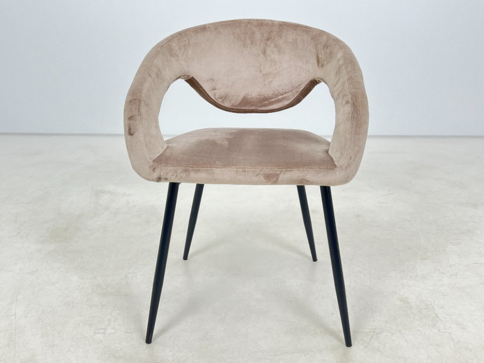 DM0024-valgomojo-kreslai-2 Modernus juodo metalinio rėmo krėslas su veliūru 55x57x78 cm, 48,5 cm