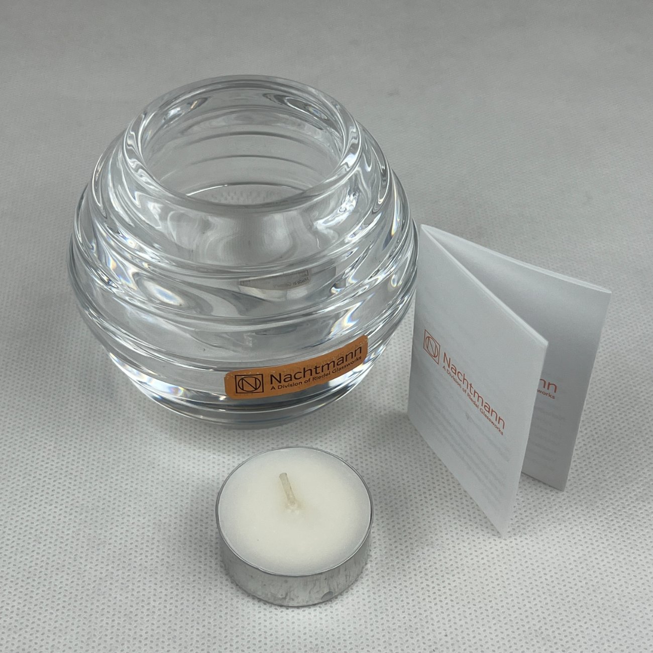 HN0120-zvakides-0 Krištolinė “Nachtmann” žvakidė originalioje dėžutėje 10x10x8,5 cm