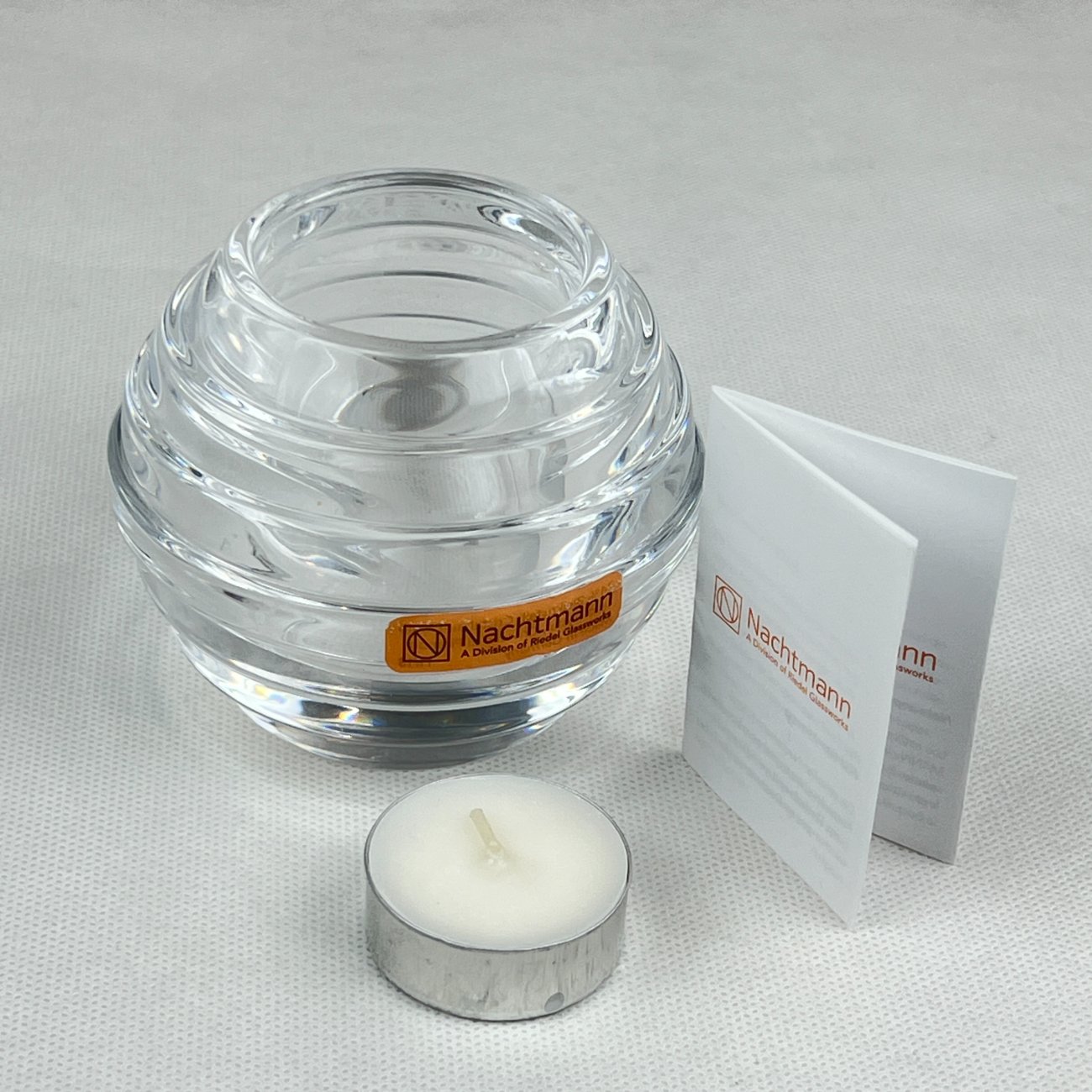 HN0120-zvakides-1 Krištolinė “Nachtmann” žvakidė originalioje dėžutėje 10x10x8,5 cm