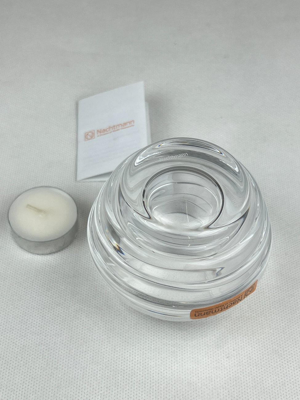 HN0120-zvakides-5 Krištolinė “Nachtmann” žvakidė originalioje dėžutėje 10x10x8,5 cm