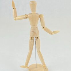 Medinė statula ant postamento – dailininko manekenas 5,5x6x23 cm