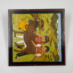 “Fisba Stoffels” įstiklinta skarelė su piemenimis ir jaučiu 1×30,5×30,5 cm