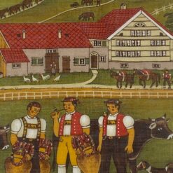 “Fisba Stoffels” įstiklinta skarelė su piemenimis ir jaučiais 1×30,5×30,5 cm