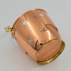 Vario ir žalvario žvakidė “Kibirėlis” su stikliniu įdėklu 12,5x14x13 cm