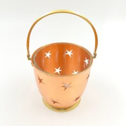 Vario ir žalvario žvakidė “Kibirėlis” su stikliniu įdėklu 12,5x14x13 cm