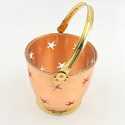 Vario ir žalvario žvakidė “Kibirėlis” su stikliniu įdėklu 12,5x14x13 cm