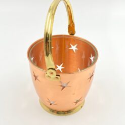 Vario ir žalvario žvakidė “Kibirėlis” su stikliniu įdėklu 12,5x14x13 cm