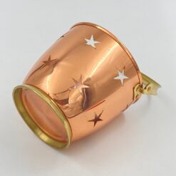 Vario ir žalvario žvakidė “Kibirėlis” su stikliniu įdėklu 12,5x14x13 cm