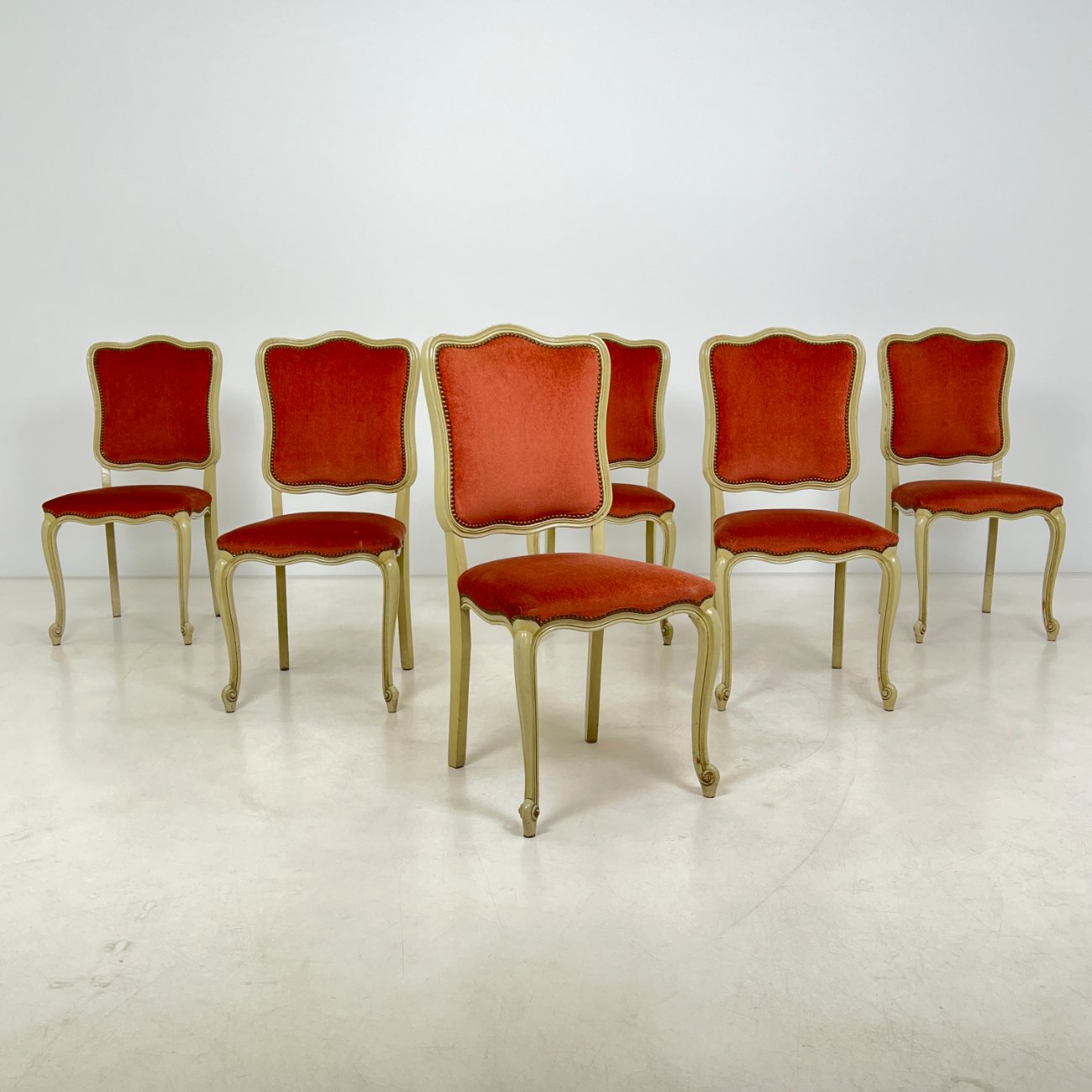 DM0119-kedes-0 Provanso stiliaus kėdės su veliūru 6 vnt. komplektas 55x48x99 cm, 49 cm