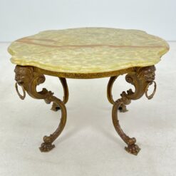 Žalvarinio rėmo staliukas su onikso stalviršiumi 82x82x48 cm