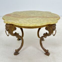 Žalvarinio rėmo staliukas su onikso stalviršiumi 82x82x48 cm