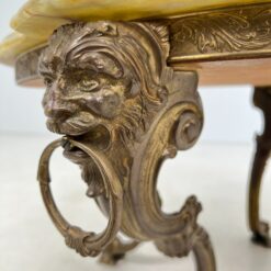 Žalvarinio rėmo staliukas su onikso stalviršiumi 82x82x48 cm