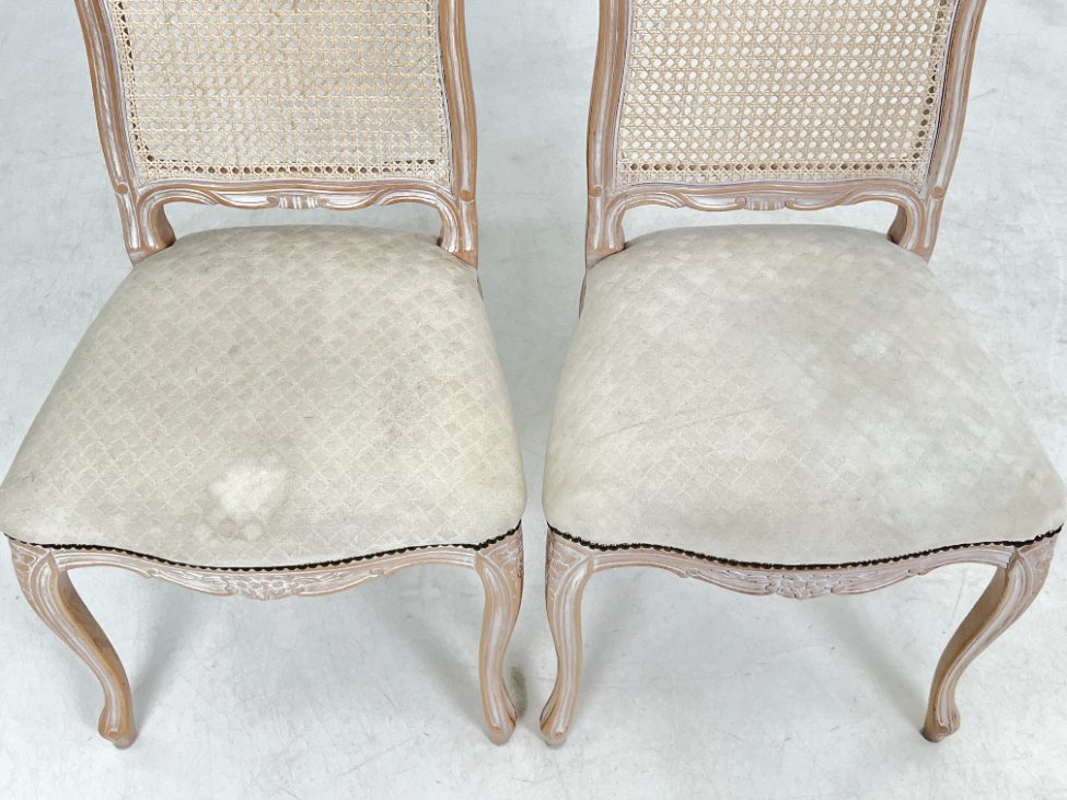 DM0156-kedes-11 Medinės kėdės su gobelenu ir ratanu 2 vnt. komplektas 47x50x99 cm, 48 cm