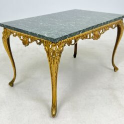 Stačiakampis žalvario rėmo staliukas akmeniniu stalviršiumi 50,5x81x49,5 cm