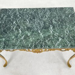 Stačiakampis žalvario rėmo staliukas akmeniniu stalviršiumi 50,5x81x49,5 cm