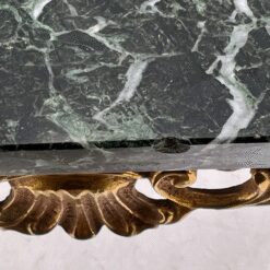 Stačiakampis žalvario rėmo staliukas akmeniniu stalviršiumi 50,5x81x49,5 cm