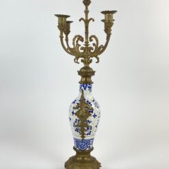 Žalvarinė penkių šakų žvakidė su porcelianu 24x24x61,5 cm