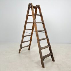 Vintažinės medinės dvipusės kopėčios 124x32x165 cm