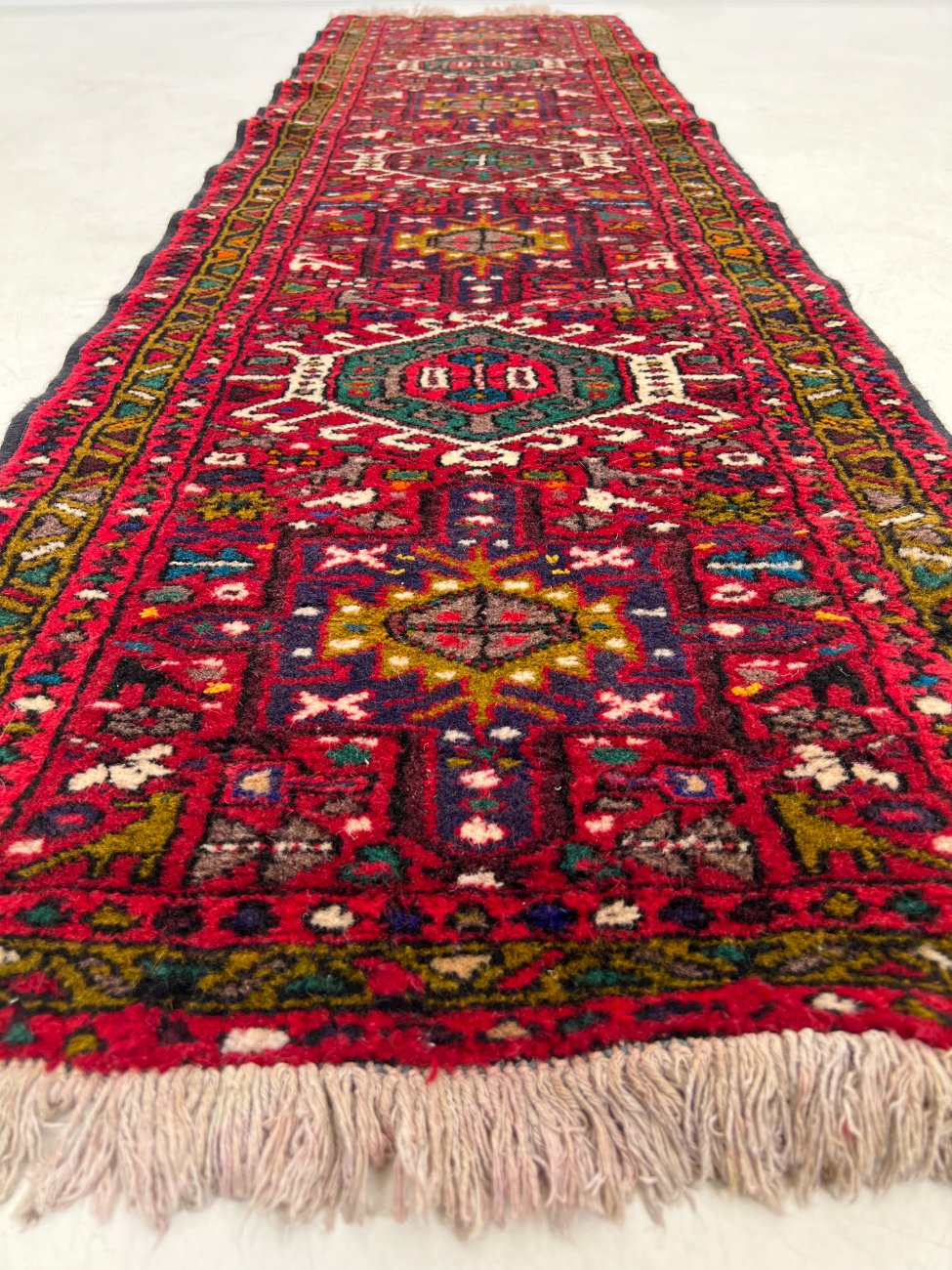 HN0533-kilimai-7 Vilnonis rankų darbo kiliminis takas “Gharajeh” 255x67x0,7 cm