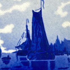 Keramikinė delftų stiliaus plytelė su laivų motyvais 1×15,5×15,5 cm