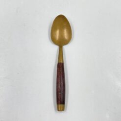 Žalvariniai arbatiniai šaukšteliai medinėmis rankenomis 4 vnt. komplektas 3×13,5×1,5 cm