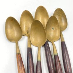 Žalvariniai šaukštai medinėmis rankenomis 6 vnt. komplektas 4x18x2,5 cm