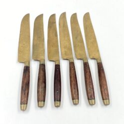 Žalvariniai peiliai medinėmis rankenomis 6 vnt. komplektas 19,5×1,5×2 cm
