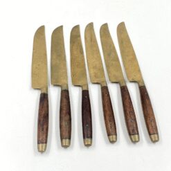 Žalvariniai peiliai medinėmis rankenomis 6 vnt. komplektas 19,5×1,5×2 cm