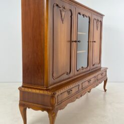 Ilga ąžuolinė komoda su centrinėmis stiklinėmis durimis 47x220x154 cm