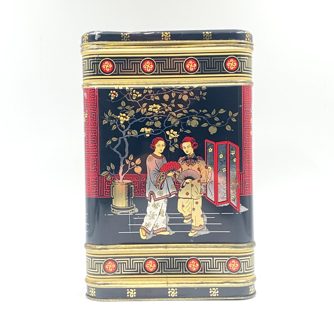 HN0636-dezutes-0 Vintažinė rytietiškų motyvų skardinė dėžutė 17,5×17,5×25,5 cm