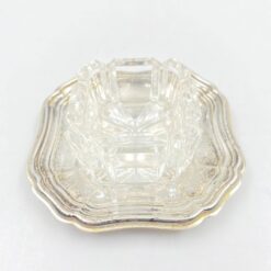 Stiklinis indelis su sidabruoto metalo padėkliuku 7,5×7,5×3 cm