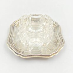 Stiklinis indelis su sidabruoto metalo padėkliuku 7,5×7,5×3 cm