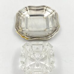 Stiklinis indelis su sidabruoto metalo padėkliuku 7,5×7,5×3 cm