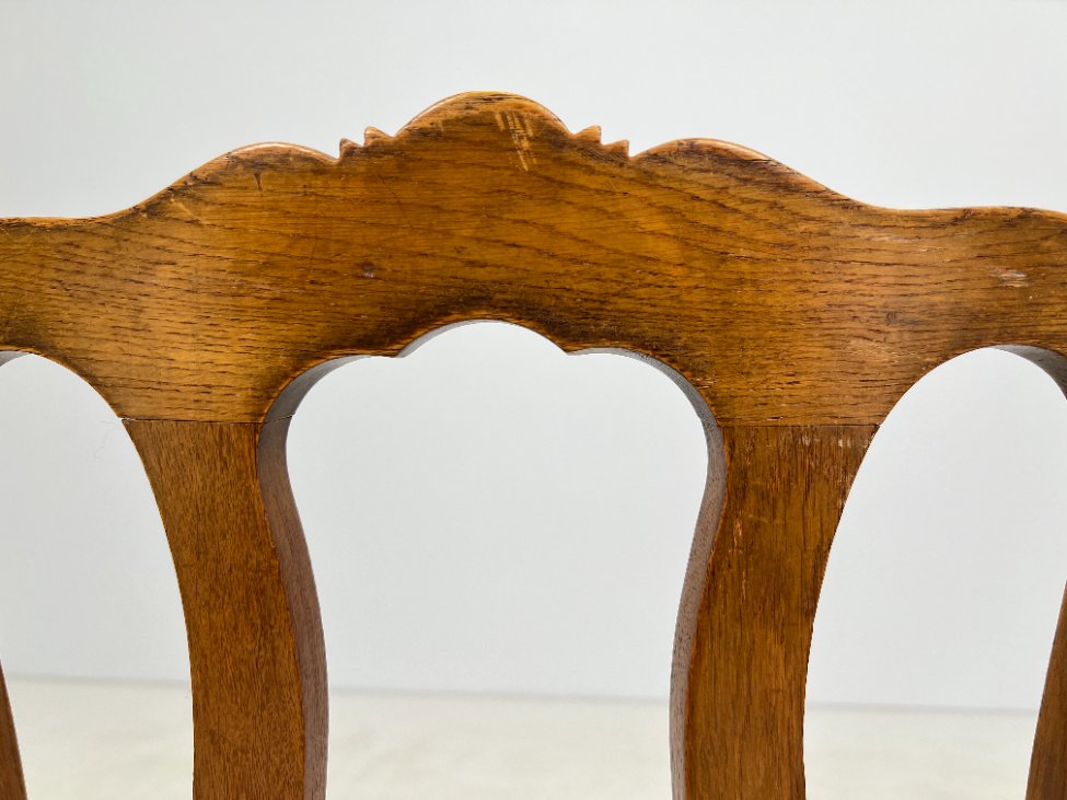 DA0113-kedes-15 Ąžuolinė kėdė su gobelenu restauracijai 48x48x98 cm, 47 cm