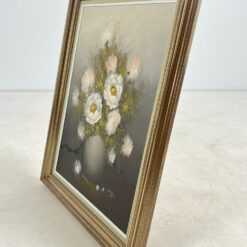 Ant drobės tapytas natiurmortas “Bijūnų puokštė” mediniame rėme 4x64x73 cm