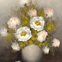 Ant drobės tapytas natiurmortas “Bijūnų puokštė” mediniame rėme 4x64x73 cm