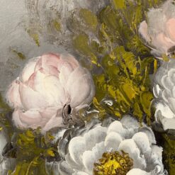 Ant drobės tapytas natiurmortas “Bijūnų puokštė” mediniame rėme 4x64x73 cm