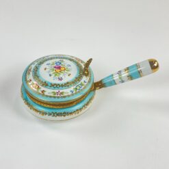 Porcelianinis indas trupiniams su žalvario detalėmis 14,5×25,5×10 cm