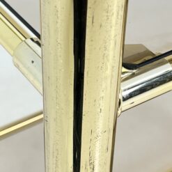 Pastatoma aukso spalvos metalinio rėmo lentyna su stiklu 42×82,5×166 cm