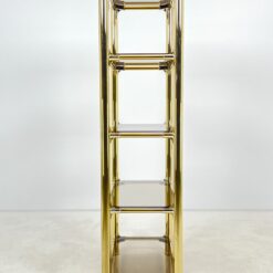 Pastatoma aukso spalvos metalinio rėmo lentyna su stiklu 42×82,5×166 cm