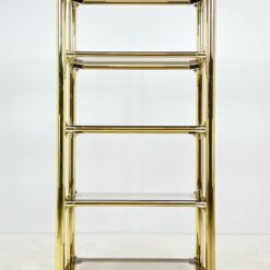 Pastatoma aukso spalvos metalinio rėmo lentyna su stiklu 42×82,5×166 cm