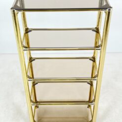 Pastatoma aukso spalvos metalinio rėmo lentyna su stiklu 42×82,5×166 cm