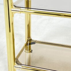 Pastatoma aukso spalvos metalinio rėmo lentyna su stiklu 42×82,5×166 cm