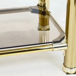 Pastatoma aukso spalvos metalinio rėmo lentyna su stiklu 42×82,5×166 cm