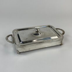 Sidabruoto žalvario stovas skardai su dangčiu 18,5x36,5x10 cm