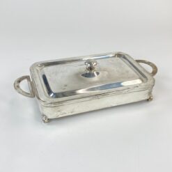 Sidabruoto žalvario stovas skardai su dangčiu 18,5×36,5×10 cm