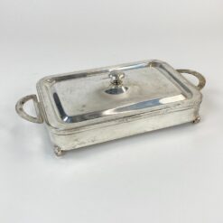 Sidabruoto žalvario stovas skardai su dangčiu 18,5×36,5×10 cm